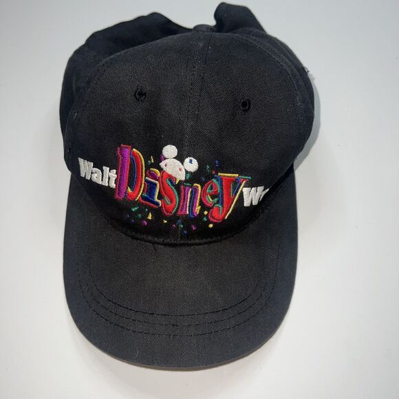 Vintage Walt Disney World Embordered Ball Cap Black Goofys Hat Shop 90s Y2K - Picture 1 of 9